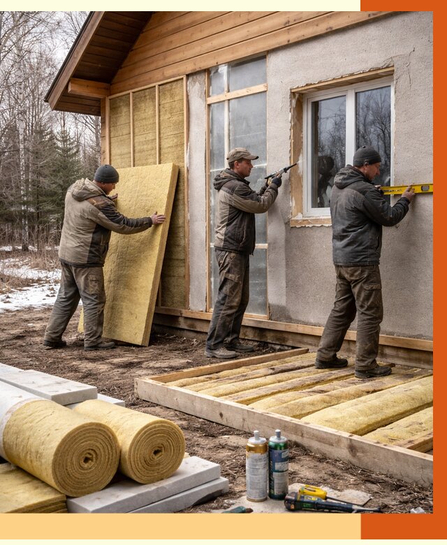 Утепление дачного дома в Кимовске от 4896 руб/м2 — недорого | ТепломастерКмв