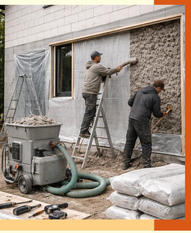 Утепление дома из газобетона эковатой в Кимовске от 4639 руб./м2 | ТепломастерКмв